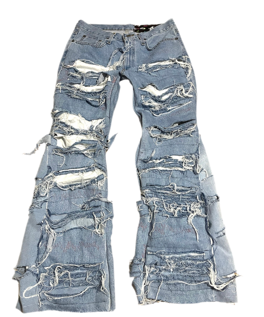 Flared blue denim