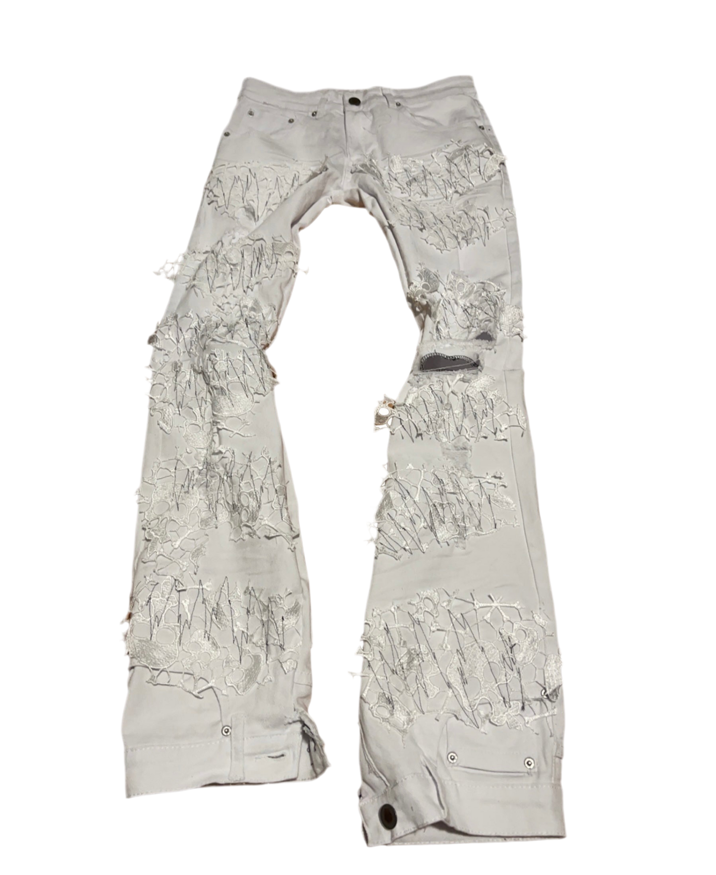 White Patchwork Denim