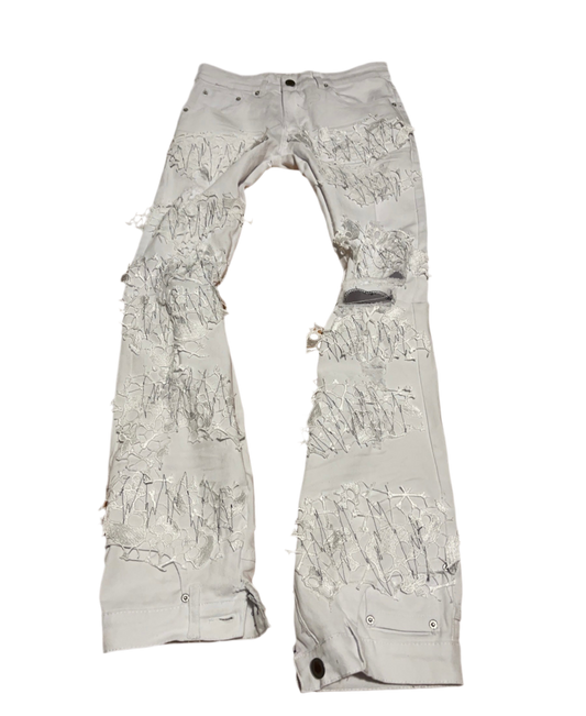 White Patchwork Denim