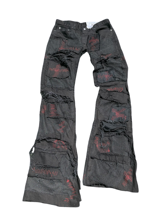 Black patchwork denim