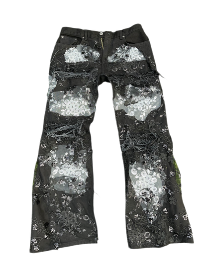 Black Flower Denim