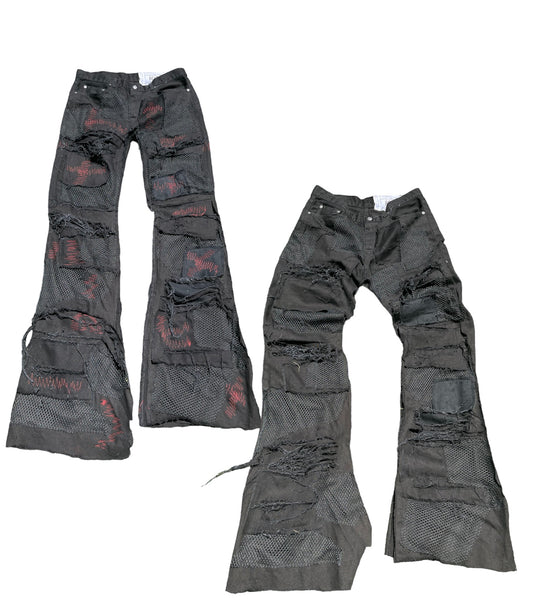 Black patchwork denim