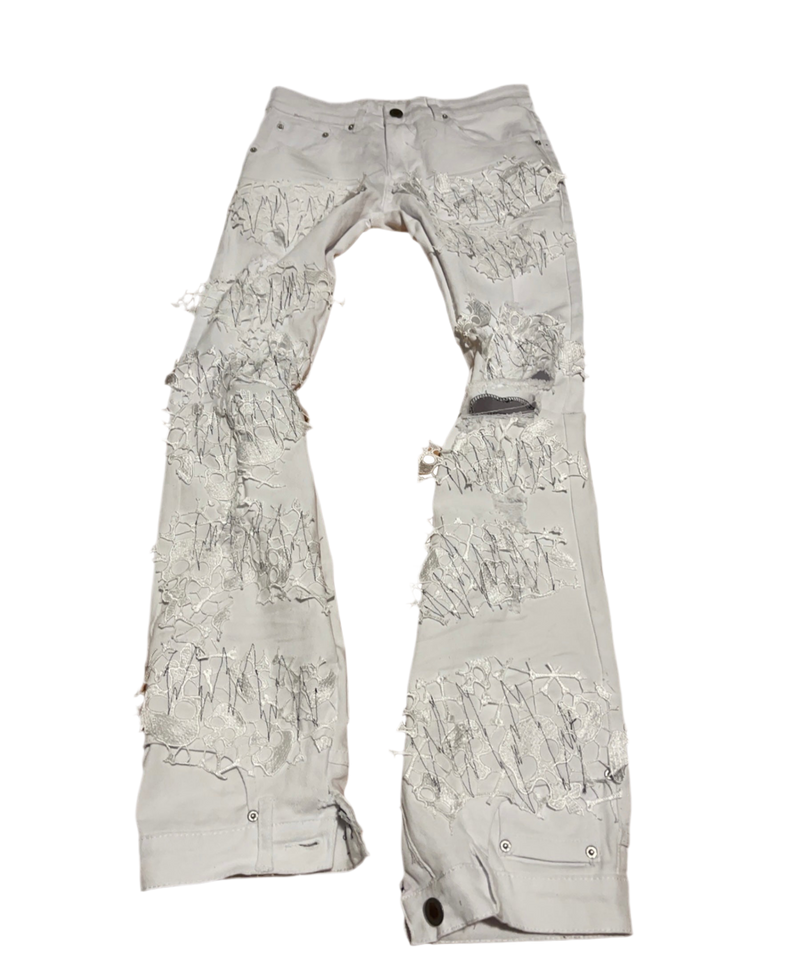 White Patchwork Denim