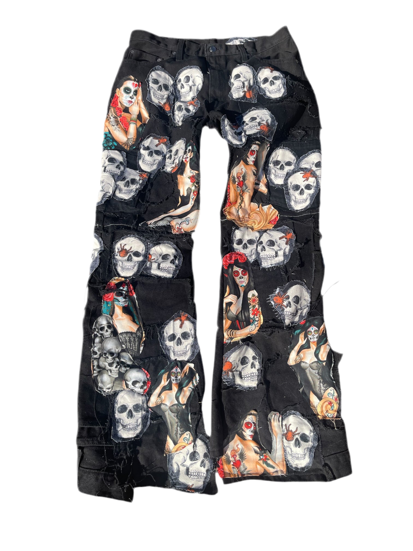 Skull Flared Denim