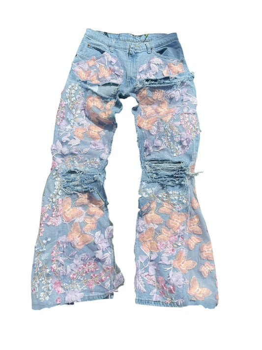 Butterfly Flower Denim