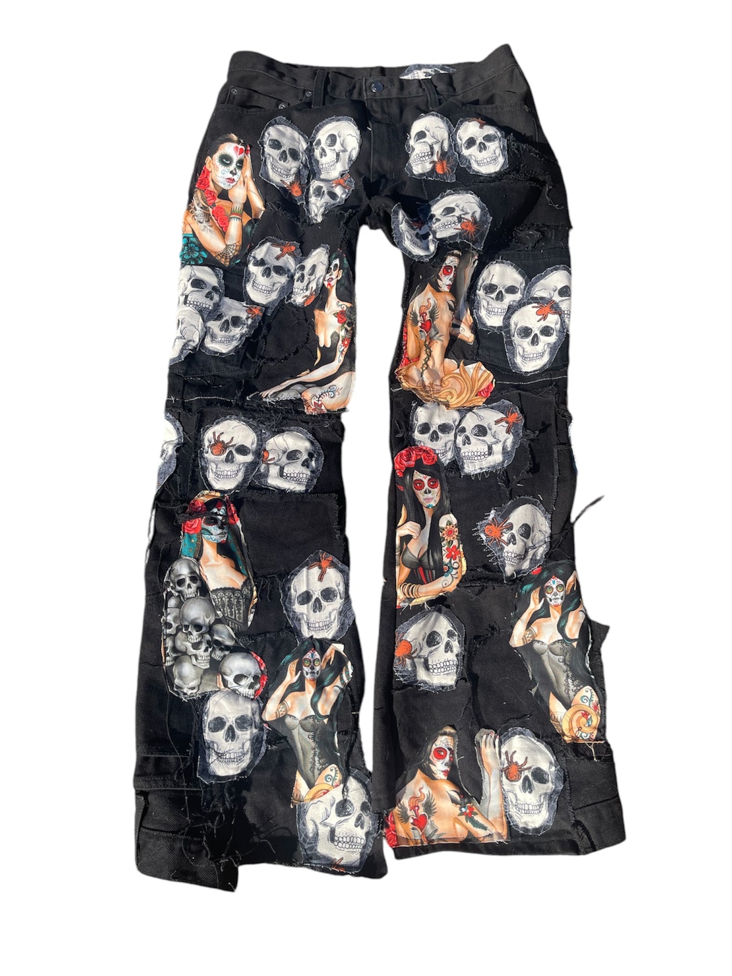 Skull Flared Denim