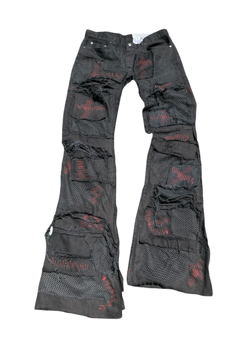 Black patchwork denim