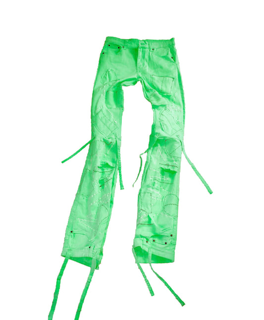 Lime Parchwork Denim